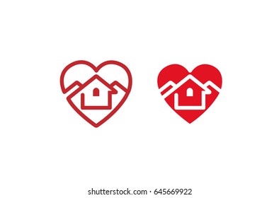 Creative Heart House Design Logo Illustration