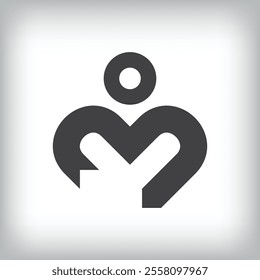 Creative heart human ribbon logo design. simple design and flat style. vector flat style. suitable for company