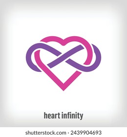 Kreatives Herz verflochten Infinity Zeichen Logo Design. Einzigartig gestaltete Farbübergänge Gesundheit und Medizin zusammen Logo-Vorlage. Vektor.