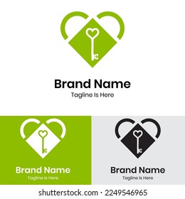 Diseño del logotipo de la clave del corazón creativo
