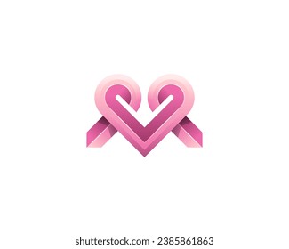 Corazón creativo con el logotipo de la letra m