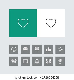 Creative Heart Line Icon with Bonus Icons. 