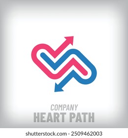 Creative heart with linear arrows modern logo. Corporate logistics company, transportation icon. vector