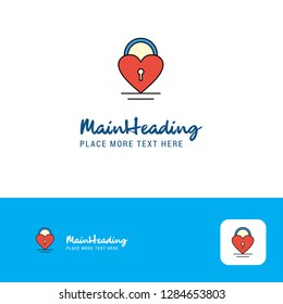 Creative Heart lock Logo Design. Flat color Logo place for Tagline. Vector Illustration