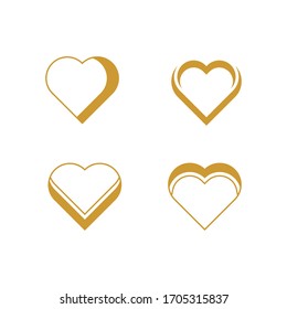 Conjunto de logotipos de corazón creativo, icono y símbolo de corazón dorado, plantilla vectorial gráfica de estilo línea, aislado en fondo blanco.