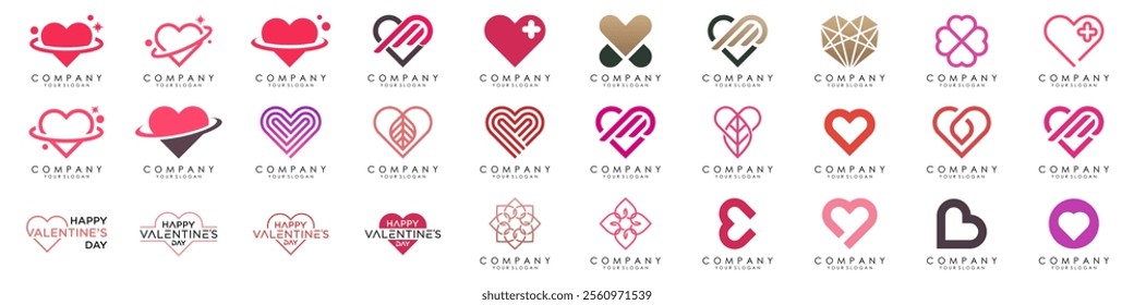 creative Heart, love, logo design vector. romance or valentine's day red heart. Heart vector icons. Artistic red heart love symbols isolated editable vector.