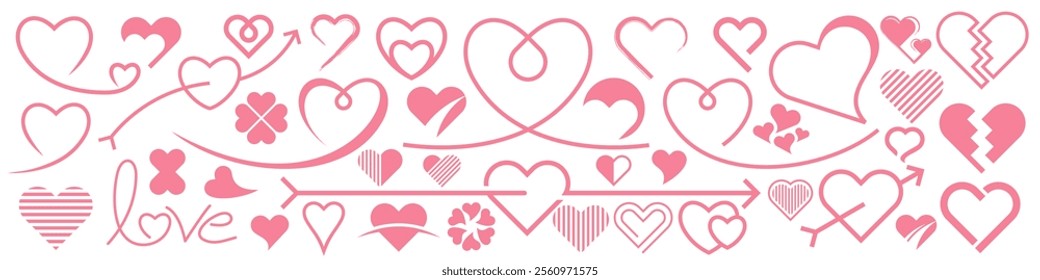 creative Heart, love, logo design vector. romance or valentine's day red heart. Heart vector icons. Artistic red heart love symbols isolated editable vector.