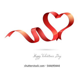 Creative Heart made by glossy ribbon, Elegant greeting card design for Happy Valentine's Day Celebration.