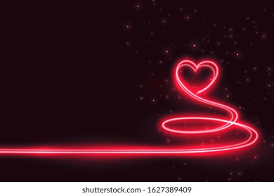 creative heart made in neon light background