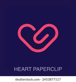 Creative heart and paperclip sign logo. Romantic and splicing logo template vector.