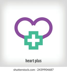 Corazón creativo con diseño de logotipo de signo más. Transiciones de color de diseño exclusivo. Plantilla de logotipo de salud y medicina juntos. vector.