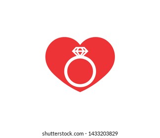 Creative Heart Ring Love Wedding Logo Design Symbol Vector Illustration