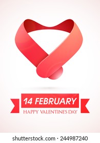Creative heart shape for 14 February, Happy Valentines Day celebration on pink and white background.