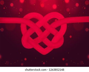 Creative heart shape in pink color on red bokeh background for Valentine's Day celebration concept.