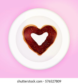 Creative heart shaped donuts for Love concept.