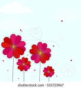 Creative heart shaped flowers for Happy Valentine's Day Celebration.