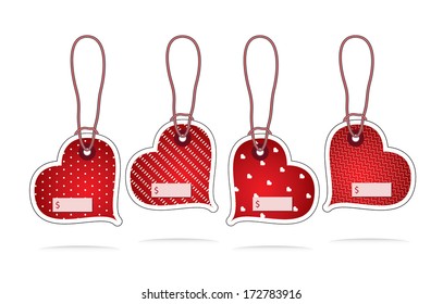 Creative heart shaped price tag label set. 
