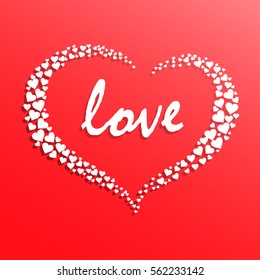 Creative heart with silhouette consist of small white hearts