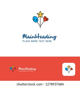 Creative Heart and star balloons Logo Design. Flat color Logo place for Tagline. Vector Illustration