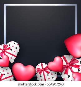 Creative hearts decorated background with space for your Text. Elegant Greeting Card for Valentine's Day celebration.