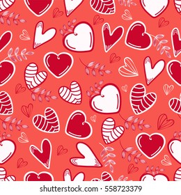 Creative Hearts decorated Seamless Pattern for Valentine's Day Celebration.