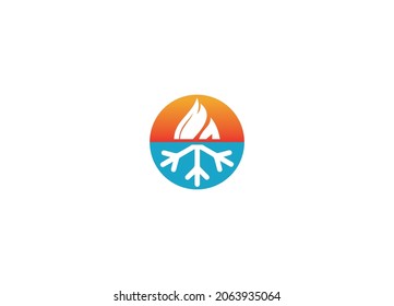 Creative Heating and Cooling Logo Design Symbol Graphic Template 