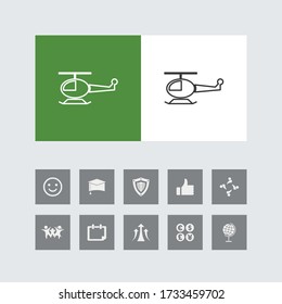 Creative Helicopter Line Icon with Bonus Icons. 