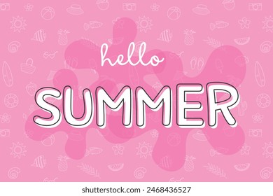 Creative Hello Summer background. Concept with vacation elements. Vector illustration