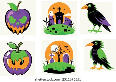 Ilustración creativa del Arte vectorial del arte de la línea del icono de Helloween