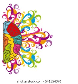 creative hemisphere brain organ icon over white background. colorful design. vector illustration