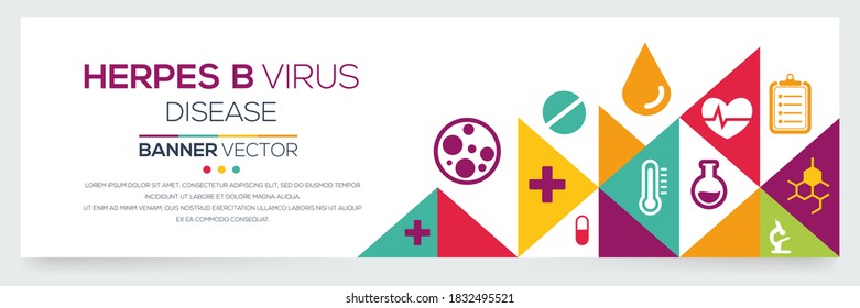 Creative (Herpes B virus) disease Banner Word with Icons ,Vector illustration.	