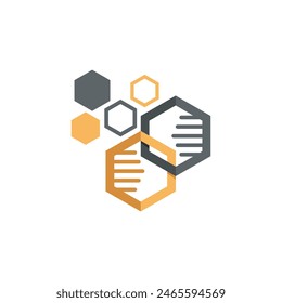Creative hexagon bio technology symbol lab logo vector image. Hexagonal science genetics logo, HELIX DNA. Genetic analysis, DNA biotech code research. 
