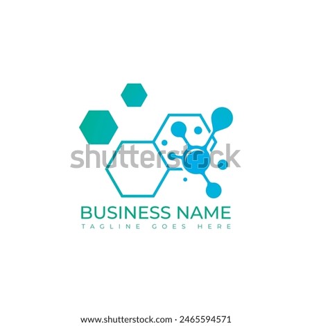Creative hexagon bio technology symbol lab logo vector image. Hexagonal science genetics logo, HELIX DNA. Genetic analysis, DNA biotech code research. 