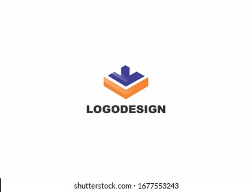 Plantilla de diseño del logotipo vectorial de la empresa Creative hexagonal. Concepto vectorial de flecha abajo
