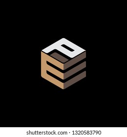 creative hexagon EP initial letter clean logo vector