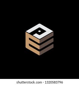 creative hexagon EP initial letter clean logo vector