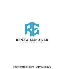 creative hexagon ER initial logo design vector