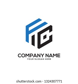 creative hexagon FC initial letter logo vector,It is good for your business company, 