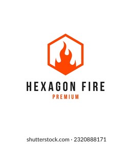 Creative Hexagon Fire Flame Logo Design Concept Vector Illustration Symbol Icon