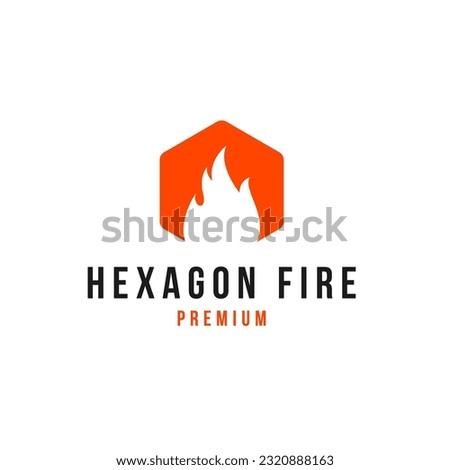 Creative Hexagon Fire Flame Logo Design Concept Vector Illustration Symbol Icon