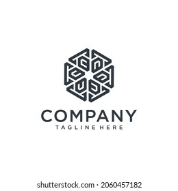 Creative-Hexagon-Blumenbrief c Logo-Symbol 