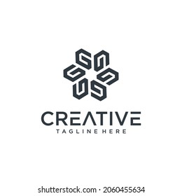 Creative hexagon flower letter g logo icon 