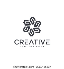 Creative hexagon flower letter g logo icon 