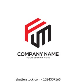 creative hexagon FM initial letter logo vector,It is good for your business company, corporate