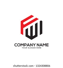 creative hexagon FW initial letter logo vector,It is good for your business company, corporate