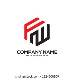 creative hexagon FW initial letter logo vector,It is good for your business company, corporate