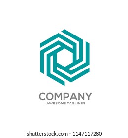 creative hexagon geometric color logo vector