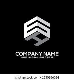 creative hexagon GH initial clever logo idea