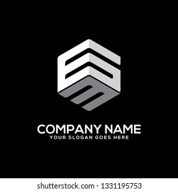 creative hexagon GM initial name logo vector