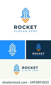 Creative Hexagon Modern Rocket Flame Growth Project Digital Logo Design Branding Template